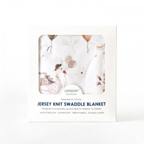 GRSSDER Baby Blankets Super Soft Jersey Knit Swaddle Blanket for Baby Girls and Boys, Double Layer Receiving Blankets 34 x 44 Inches Extra Large for Baby Show Gift, Cute Duck