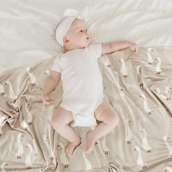 GRSSDER Baby Blankets Super Soft Jersey Knit Swaddle Blanket for Baby Girls and Boys, Double Layer Receiving Blankets 34 x 44 Inches Extra Large for Baby Show Gift, Cute Duck