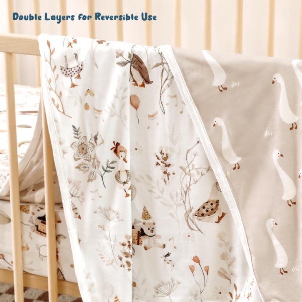 GRSSDER Baby Blankets Super Soft Jersey Knit Swaddle Blanket for Baby Girls and Boys, Double Layer Receiving Blankets 34 x 44 Inches Extra Large for Baby Show Gift, Cute Duck