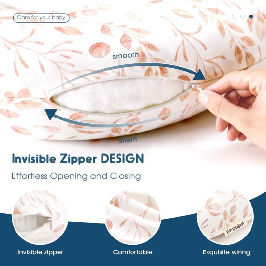 GRSSDER 2 Pack Nursing Pillow Covers for Girls, Ultra Soft Stretchy Minky Easy Removable and Universal Fit for Breastfeeding Pillows Snug and Cozy Comfort, Perfect