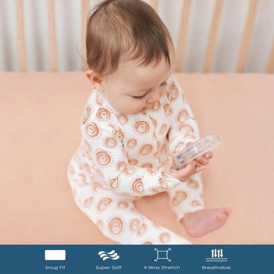 GRSSDER Stretchy Ultra Soft Jersey Knit Fitted Pack n Play Sheets Set 2 Pack, Portable/Mini Crib Mattresses for Boys and Girls, Universal Fit for Pack N Plays Pads Safe and Snug