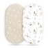 GRSSDER Stretch Ultra Soft Fitted Bassinet Sheet Set 2 Pack, Universal Fit for Bassinets Baby Cradle Moses Basket Oval Rectangle Mattress Safe and Snug, Stylish Watercolor Rabbit Pattern | Safe and Snug, Universal Fit, Fitted, for Bassinets