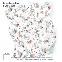 GRSSDER 2 Pack Super Soft Jersey Knit Swaddle Blankets for Baby Girls and Boys, Double Layer Reversible Receiving Blankets 34 x 44 Extra Large for Swaddling, Bear & Snow Wolf