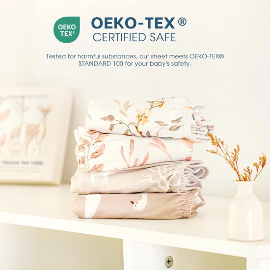 Stretchy Ultra Soft Fitted Bassinet Sheet Set 2 Pack, Universal Fit for Bassinets Baby Cradle Moses Basket Oval Rectangle Mattress Safe and Snug