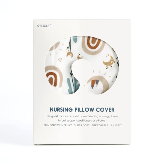 GRSSDER Nursing Pillow Cover Stretchy Minky Removable Nursing Covers for Breastfeeding Pillows, Ultra Soft Comfortable Slipcover for Boy and Girls