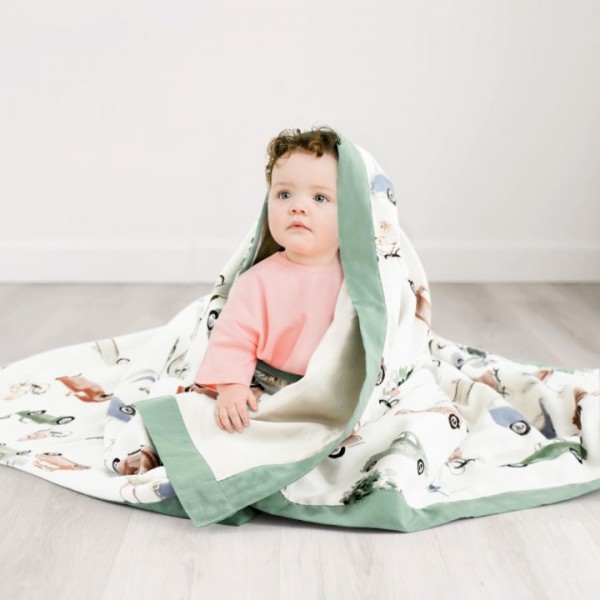 GRSSDER Cotton Muslin Quilt Blanket - Silky Soft and Breathable Kids' Throw Blanket, Oversized Muslin Blankets for Newborns, Toddlers & Kids, 6 Layers Reversible Design for All Seasons, 55" x 69"