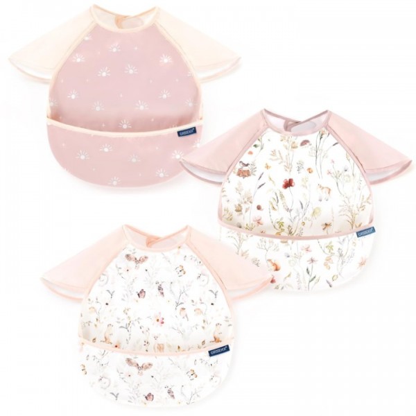 GRSSDER 3-pack Mess Proof Baby Feeding Bibs with F...