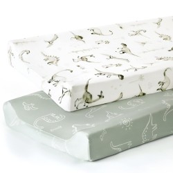 GRSSDER Stretch Ultra Soft Jersey Knit Changing Pad Cover Set 2 Pack, Change Table Pad Covers Fit 32"/34" x 16" Pads Safe and Snug, Pretty Pattern for Baby