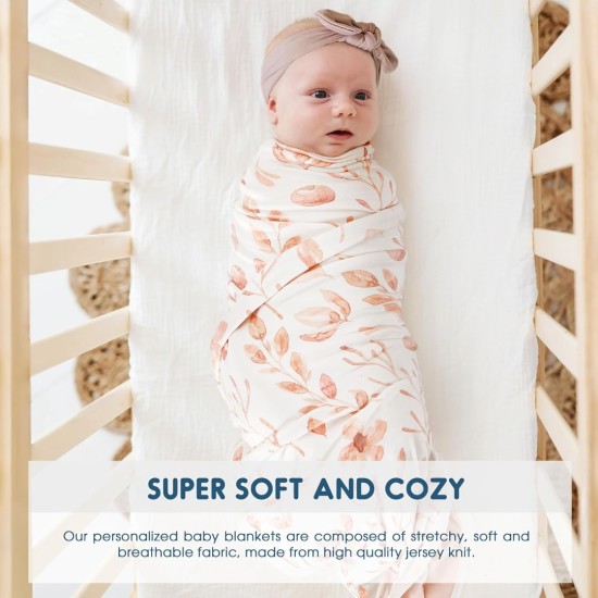 GRSSDER Super Soft Jersey Knit Swaddle Blanket for Baby Girls, Double Layer Reversible Receiving Blanket 34 x 44 Extra Large for Baby Swaddling