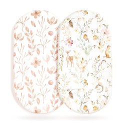 Stretchy Ultra Soft Fitted Bassinet Sheet Set 2 Pack, Universal Fit for Bassinets Baby Cradle Moses Basket Oval Rectangle Mattress Safe and Snug