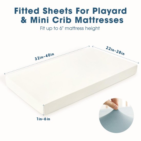 GRSSDER Mini Crib Sheets Fitted, Pack and Play Sheets 2 Pack, Ultra Soft Stretchy Pack N Play Sheets, Universal Fit for Playard Mattress, Jersey Crib Sheets Neutral for Boys and Girls
