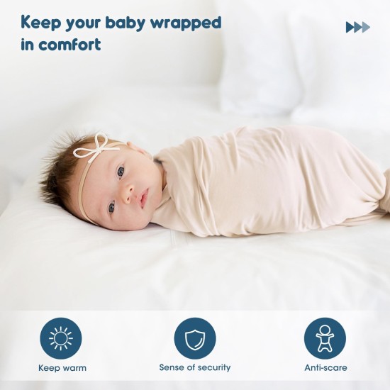 GRSSDER 2 Pack Newborn Swaddle Blanket, Ultra Soft Stretchy Jersey Knit Extra Large Size 33 x 44 Receiving Blankets for Easy Swaddling Baby Snug and Cozy