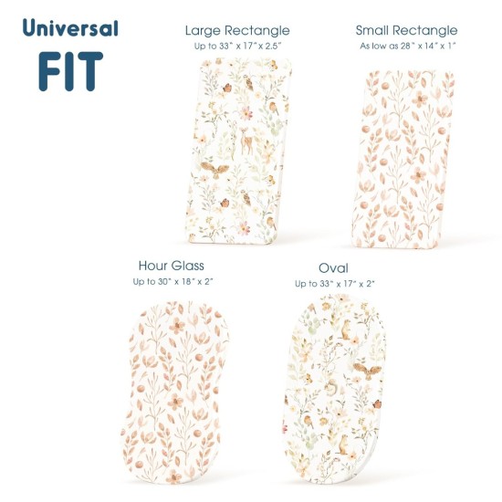 Stretchy Ultra Soft Fitted Bassinet Sheet Set 2 Pack, Universal Fit for Bassinets Baby Cradle Moses Basket Oval Rectangle Mattress Safe and Snug