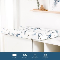 GRSSDER Stretch Ultra Soft Jersey Knit Changing Pad Cover Set 2 Pack, Change Table Pad Covers Fit 32"/34" x 16" Pads Safe and Snug