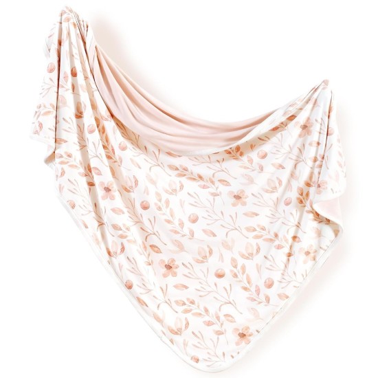 GRSSDER Super Soft Jersey Knit Swaddle Blanket for Baby Girls, Double Layer Reversible Receiving Blanket 34 x 44 Extra Large for Baby Swaddling