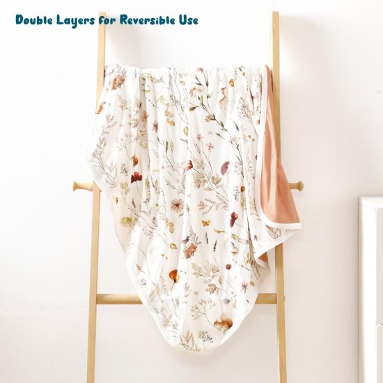 GRSSDER Baby Swaddle Blanket 2 Pack, Super Soft Jersey Knit Quilt Blankets for Baby Girls, Reversible Double Layer Receiving Blankets 34 x 44 Extra Large for Swaddling,