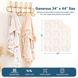 GRSSDER Super Soft Jersey Knit Swaddle Blanket for Baby Girls, Double Layer Reversible Receiving Blanket 34 x 44 Extra Large for Baby Swaddling