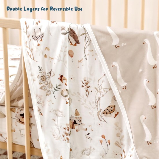 GRSSDER Baby Blankets Super Soft Jersey Knit Swaddle Blanket for Baby Girls and Boys, Double Layer Receiving Blankets 34 x 44 Inches Extra Large for Baby Show Gift, Cute Duck