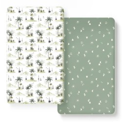 GRSSDER Stretch Ultra Soft Jersey Knit Fitted Crib Sheets Set 2 Pack, Universal Fit All Standard Crib Mattress Pads Safe and Snug, Crib Fitted Sheet with Deep Pocket, Original Neutral Design for Baby