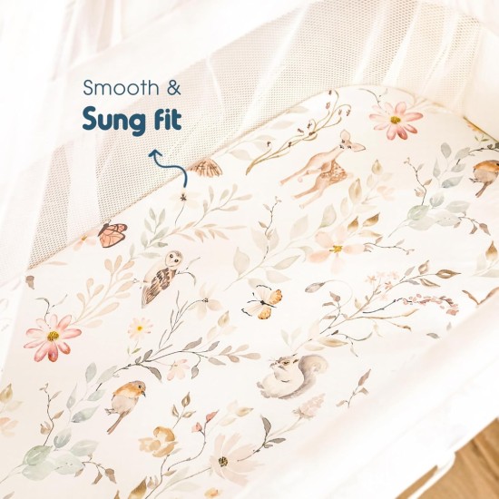 Stretchy Ultra Soft Fitted Bassinet Sheet Set 2 Pack, Universal Fit for Bassinets Baby Cradle Moses Basket Oval Rectangle Mattress Safe and Snug