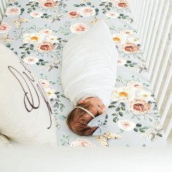 GRSSDER Stretchy Crib Sheets for Baby Girls, Ultra Soft Jersey Knit Fitted Crib Sheets 2 Pack, Universal Fits Most Toddler Crib Mattress Pads Safe and Snug, Stylish Flora Print | Ultra Soft, 