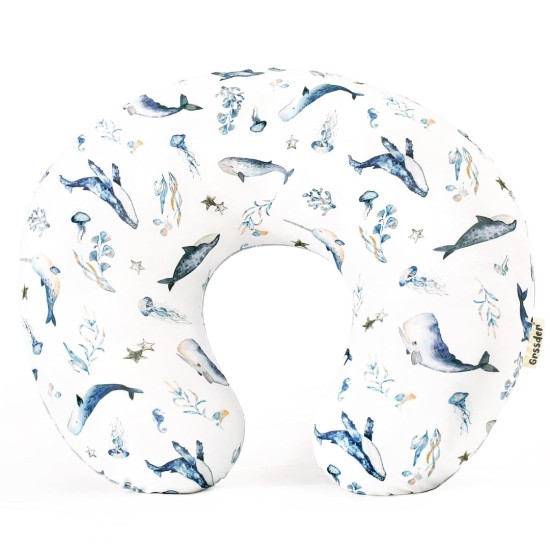 GRSSDER Reversible Nursing Pillow Cover, Ultra Soft Stretchy Minky Removable Nursing Covers Fitted for Breastfeeding Pillows Snug and Safe