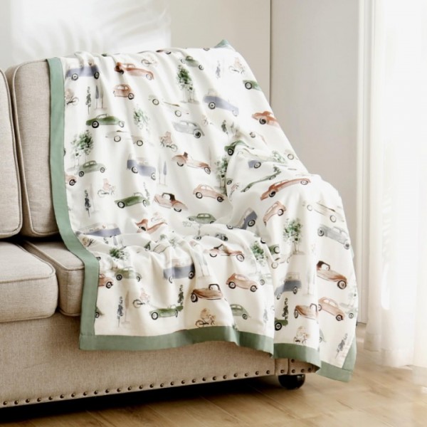 GRSSDER Cotton Muslin Quilt Blanket - Silky Soft and Breathable Kids' Throw Blanket, Oversized Muslin Blankets for Newborns, Toddlers & Kids, 6 Layers Reversible Design for All Seasons, 55" x 69"