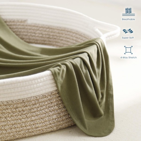 GRSSDER Newborn Swaddle Blanket, Ultra Soft Jersey Receiving Blanket with Matching Headband and Beanie Set 33×44", Stretchy Baby Neutral Swaddle Wrap for Girls and Boys