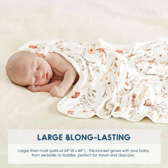 GRSSDER Baby Blankets Super Soft Stretchy Jersey Knit Swaddle Blanket for Baby Girls, Stylish Double Layer Receiving Blankets 34 x 44 Extra Large for Swaddling