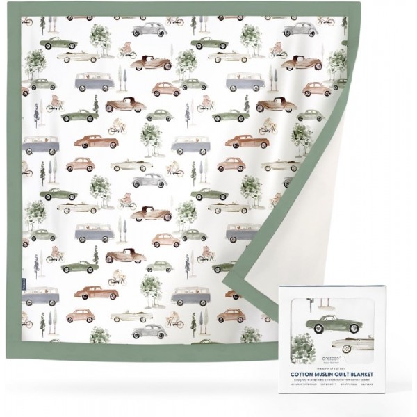 GRSSDER Cotton Muslin Quilt Blanket - Silky Soft a...