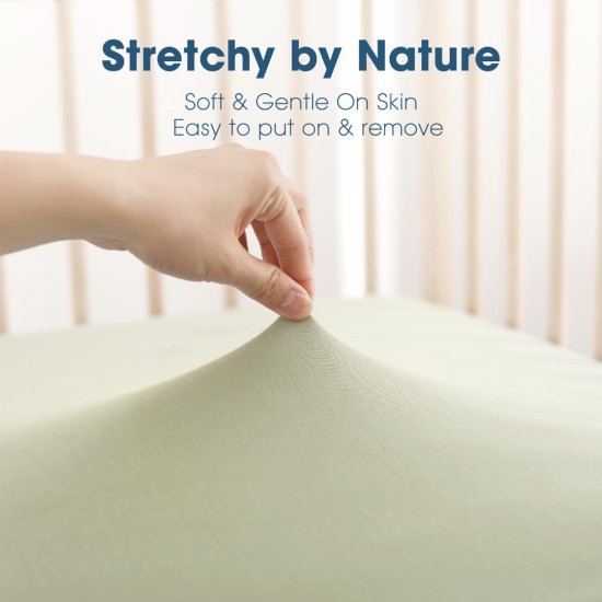 GRSSDER Jersey Crib Sheets for Boys and Girls, Stretchy Ultra Soft Crib Fitted Sheets Set 2 Pack, Universal Fit All Standard Crib Mattress Pads Safe and Snug