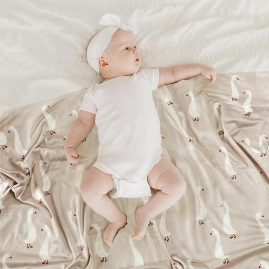 GRSSDER Baby Blankets Super Soft Jersey Knit Swaddle Blanket for Baby Girls and Boys, Double Layer Receiving Blankets 34 x 44 Inches Extra Large for Baby Show Gift, Cute Duck