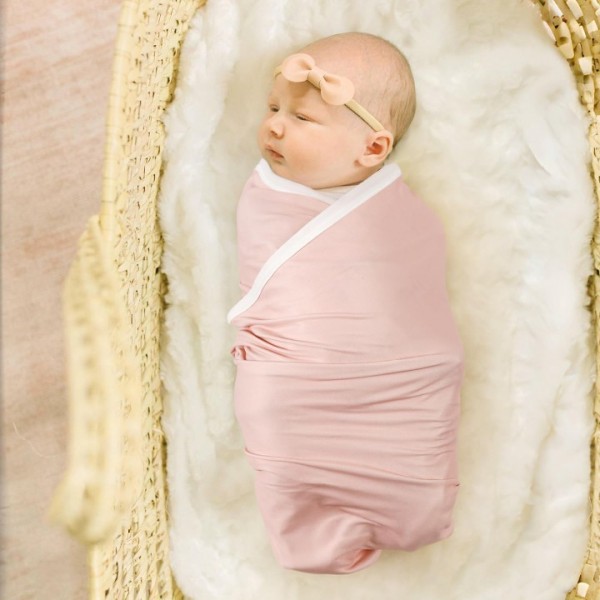 GRSSDER Baby Swaddle Blanket 2 Pack, Super Soft Jersey Knit Quilt Blankets for Baby Girls, Reversible Double Layer Receiving Blankets 34 x 44 Extra Large for Swaddling, Pink Rose & Blush Flora