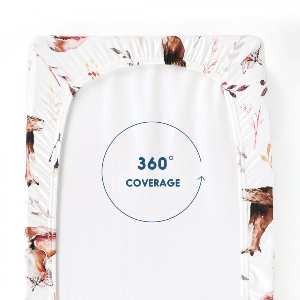 GRSSDER Stretchy Ultra Soft Fitted Bassinet Sheet Set 2 Pack, Universal Fit for Bassinets Baby Cradle Moses Basket Oval Rectangle Mattress, Stylish Jungle Deer Bassinet Sheets for Girls and Boys