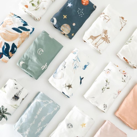 GRSSDER Stretchy Ultra Soft Jersey Knit Fitted Pack n Play Sheets Set 2 Pack, Portable/Mini Crib Mattresses for Boys and Girls, Universal Fit for Pack N Plays Pads Safe and Snug