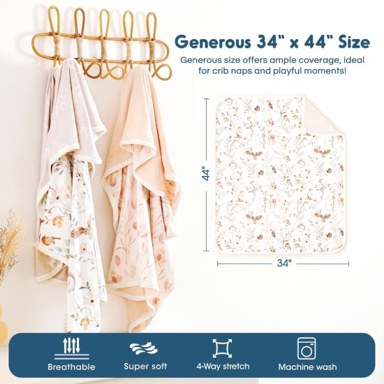 GRSSDER Baby Blankets Super Soft Stretchy Jersey Knit Swaddle Blanket for Baby Girls, Stylish Double Layer Receiving Blankets 34 x 44 Extra Large for Swaddling