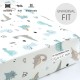 GRSSDER Stretchy Ultra Soft Jersey Knit Fitted Crib Sheets Set 2 Pack, Crib sheets Deep Pocket and Cozy Fits All Standard Crib Mattress Pads Safe and Snug, Happy Dinosaurs Print for Boys and Girls