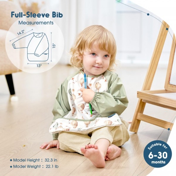 GRSSDER 2 Pack Long Sleeve Baby Feeding Bibs, Soft...