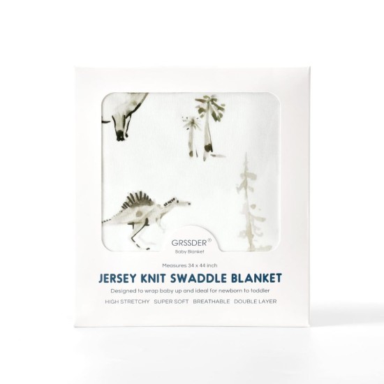 GRSSDER Baby Blankets Super Soft Stretchy Jersey Knit Swaddle Blanket for Baby Girls and Boys, Double Layer Reversible Receiving Blankets 34 x 44, Extra Large for Swaddling