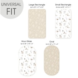 GRSSDER Stretch Ultra Soft Fitted Bassinet Sheet Set 2 Pack, Universal Fit for Bassinets Baby Cradle Moses Basket Oval Rectangle Mattress Safe and Snug, Stylish Watercolor Rabbit Pattern | Safe and Snug, Universal Fit, Fitted, for Bassinets