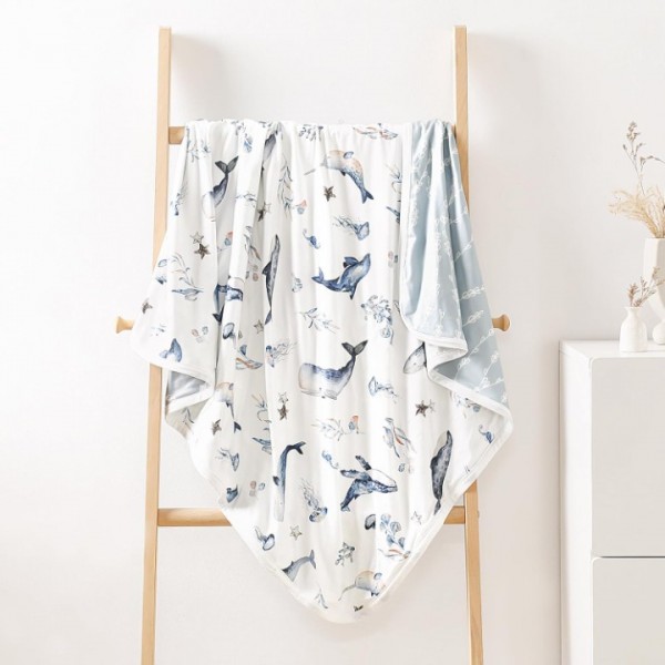 GRSSDER Baby Blankets Super Soft Jersey Knit Swaddle Blanket for Baby Girls and Boys, Double Layer Receiving Blankets 34 x 44 Inches, Extra Large for Baby Swaddling, Sea Fish