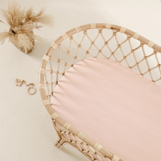 GRSSDER Stretchy Ultra Soft Fitted Bassinet Sheet 2 Pack, Universal Fit for Bassinets Baby Cradle Moses Basket Oval Rectangle Mattress Safe and Snug, Jersey Bassinet Sheets for Girls