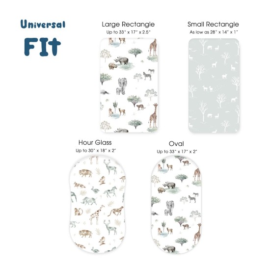 Stretch Ultra Soft Fitted Bassinet Sheet Set 3 Pack, Universal Fit for Bassinets Baby Cradle Moses Basket Oval Rectangle Mattress Safe and Snug