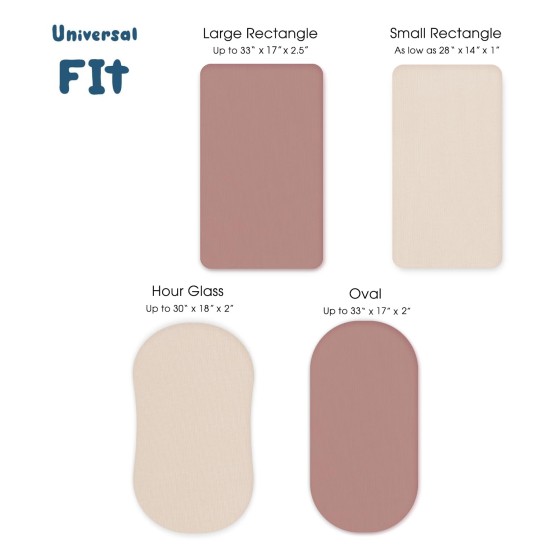 GRSSDER Stretchy Ultra Soft Fitted Bassinet Sheet Set 2 Pack, Universal Fit for Bassinets Baby Cradle Moses Basket Oval Rectangle Mattress Safe and Snug