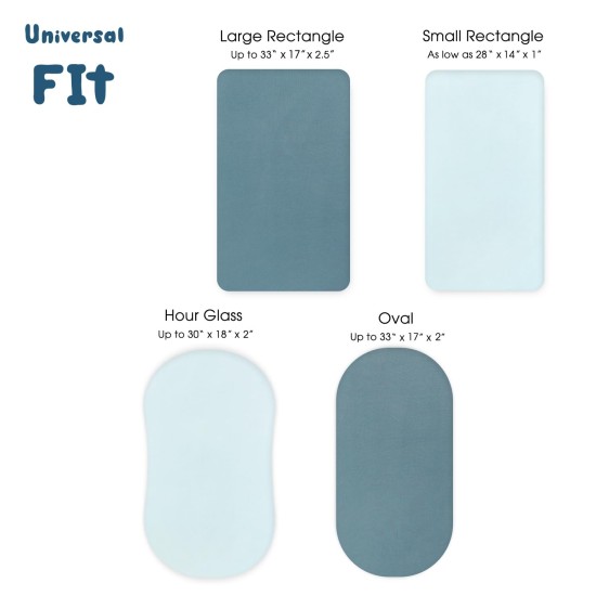 GRSSDER Stretchy Ultra Soft Fitted Bassinet Sheet Set 3 Pack, Universal Fit for Bassinets Baby Cradle Moses Basket Oval Rectangle Mattress Safe and Snug