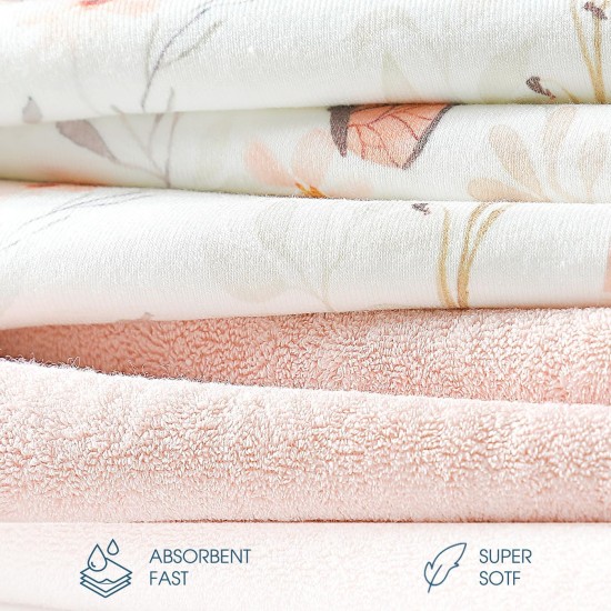 GRSSDER Baby Hooded Towel 2 Pack for Newborn, Super Soft Bath Towels with Original Design, Ultra Absorbent Knit Terry, Large Toddler Towels with Hood for Girls, Shower Gifts for Infant, 34"x 34"