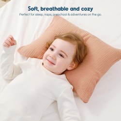 GRSSDER 2 Pack Muslin Toddler Pillowcases Fit for 13 x 18 Pillows, Soft and Breathable Cotton Toddler Pillow Case Cover with Envelope Closure, Multiple Cute Colors for Boys and Girls
