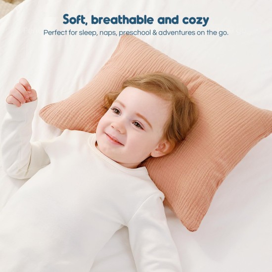 GRSSDER 2 Pack Muslin Toddler Pillowcases Fit for 13 x 18 Pillows, Soft and Breathable Cotton Toddler Pillow Case Cover with Envelope Closure, Multiple Cute Colors for Boys and Girls